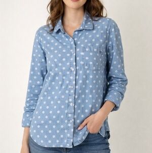 Tommy Hilfiger Chambray Polka Dot Popover Blouse